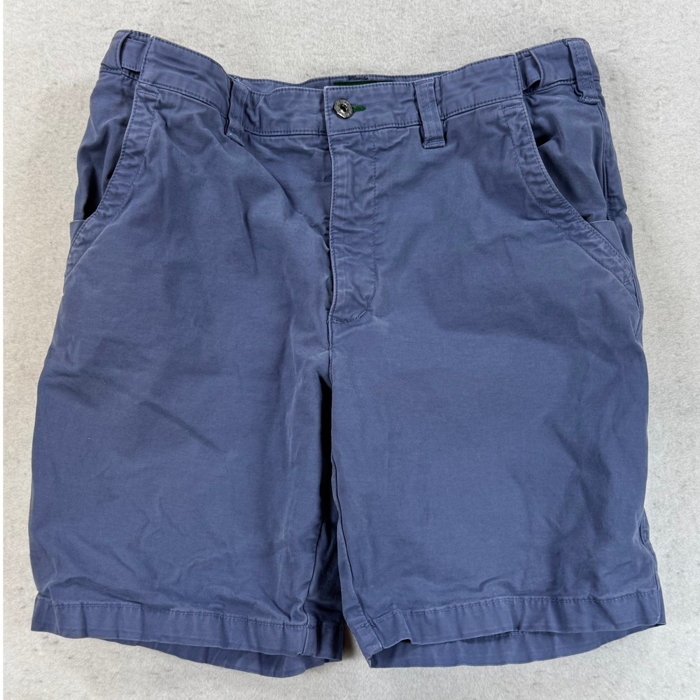 Orvis Mens Blue Gray Chino Shorts Size 34 Flat Front Cotton Twill Outdoor Casual